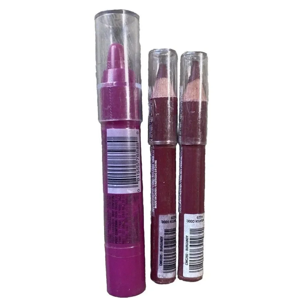 L.A. Colors Chunky Lip Pencil Burgundy Wine Lot If 3 New Sealed